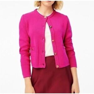 J.Crew Sweater Lady Jacket XL Pink Cardigan Blazer Classic Old Money Preppy